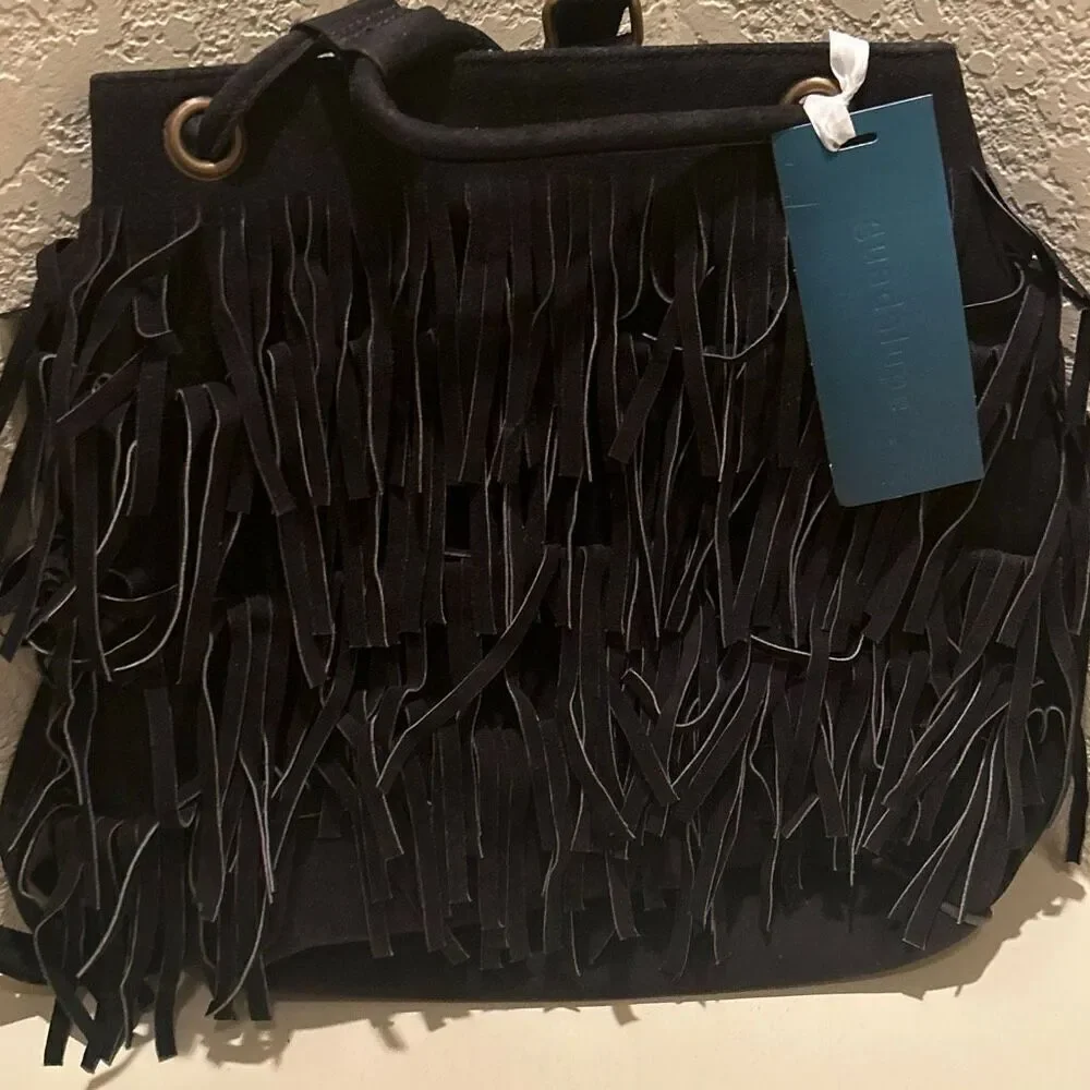 Guadalupe Camila Fringe Leather Backpack Bohemian Hippie Festival Tassel NWT